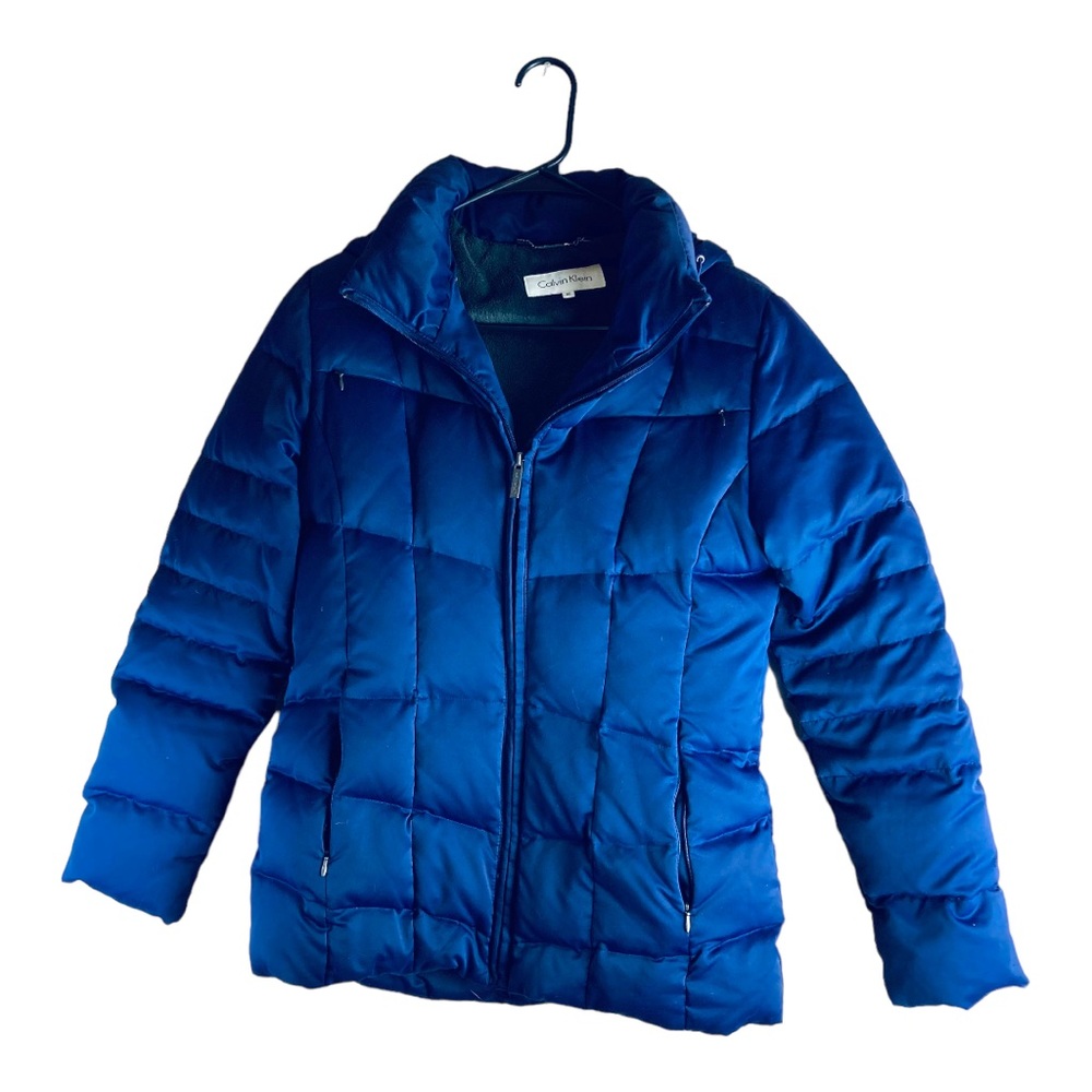 Calvin Klein Down Puffer Jacket with Hood 80/20 navy Blue‎ Size XS